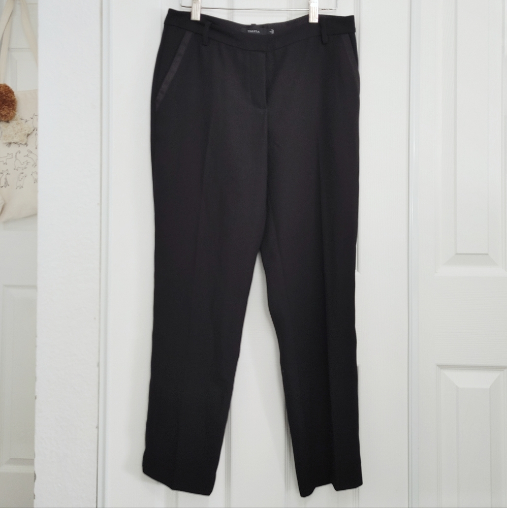 aritzia talula eaton slim leg crepe tailored ankle crop black dress pants